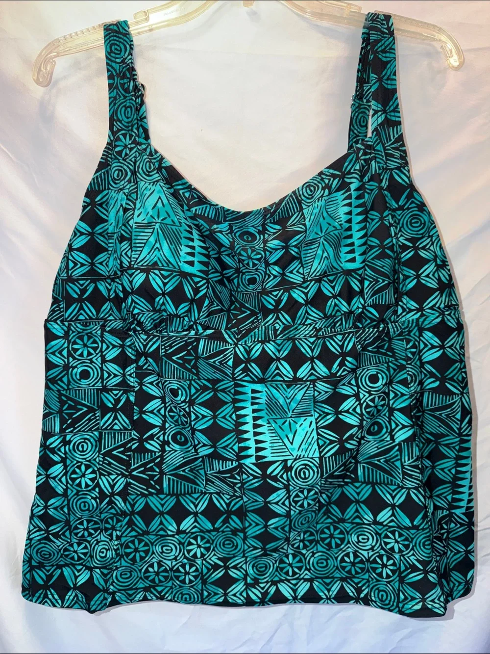 St John’s Bay Swim Top only. Teal & Black, Plus SZ 22, PTP 22”, Padded, (T1-365)